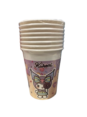 KUBECZKI PAPIEROWE HELLO KITTY I KUROMI 200 ML 8 SZT