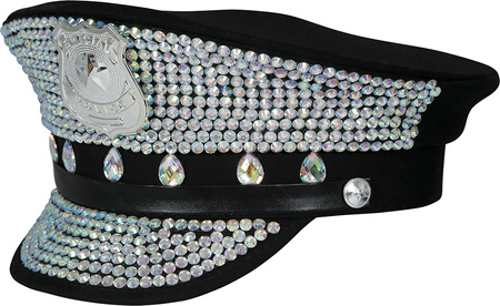 CZAPKA KLUBOWA POLICYJNA KRYSZTAŁKAMI I ODZNAKĄ