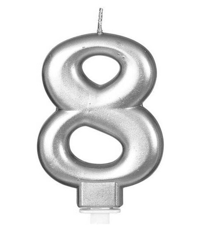 ŚWIECZKA URODZINOWA 8 SREBRNA