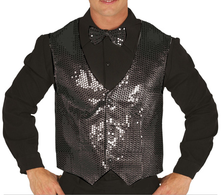 KAMIZELKA CZARNA CEKINOWA 