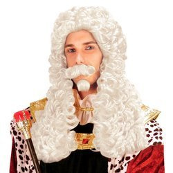PERUKA SĘDZIA BIAŁA + WĄS