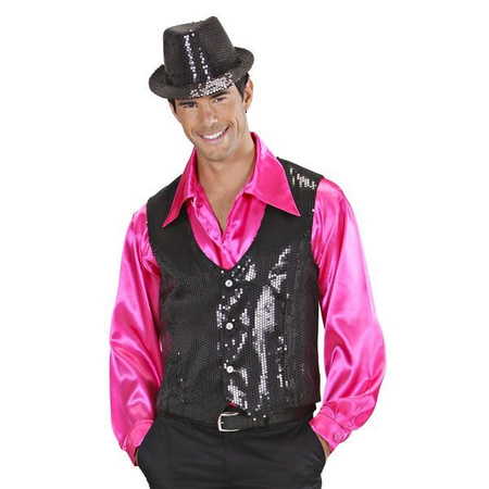 KAMIZELKA CEKINOWA CZARNA MĘSKA DISCO