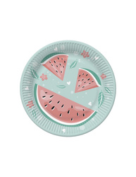 TALERZYKI PAPIEROWE EGZOTYCZNE OWOCE ARBUZ 23 CM 8 SZT.