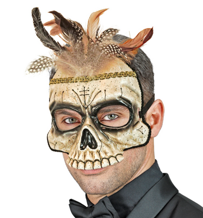 MASKA CZASZKA VOODOO Z PIÓRAMI 