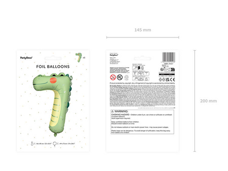 BALON FOLIOWY CYFRA 7 KROKODYL 56 X 85 CM