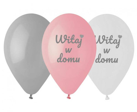 BALONY LATEKSOWE RÓŻOWE WITAJ W DOMU 30 CM 6 SZT