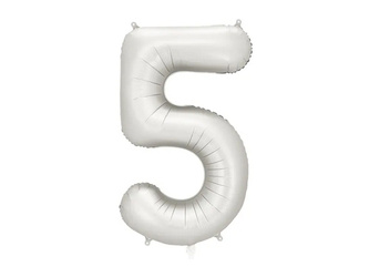 BALON FOLIOWY 5 CYFRA 86 CM SREBRNY