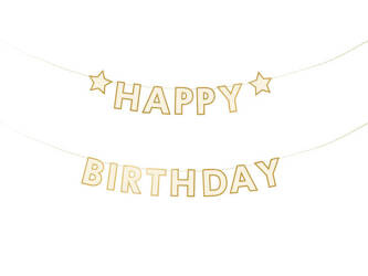BANER PAPIEROWY HAPPY BIRTHDAY BIAŁY 220X14.5 CM