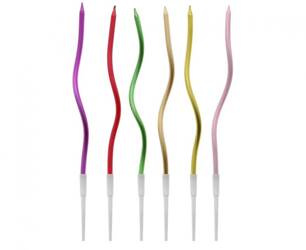 ŚWIECZKI ŚWIDERKI METALICZNE KOLOROWE 16,5 CM 6 SZT