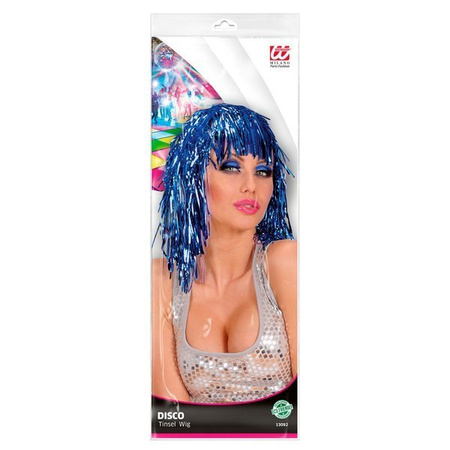 PERUKA Z LAMETY NIEBIESKA