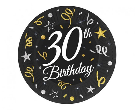 ZESTAW 30 URODZINY TALERZYKI+KUBECZKI