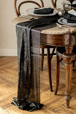 BIEŻNIK SIATECZKA CEKINOWY CZARNY 0,3 X 5 M