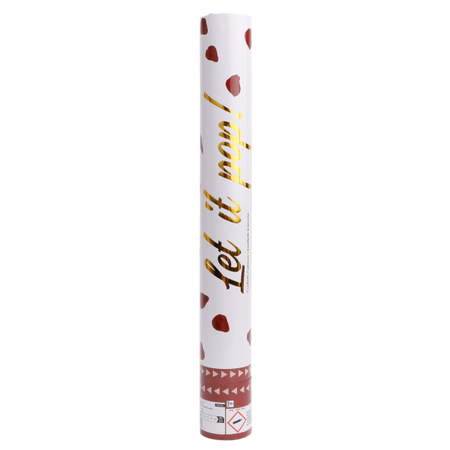 TUBA Z KONFETTI 40 CM PŁATKI RÓŻ CZERWONE