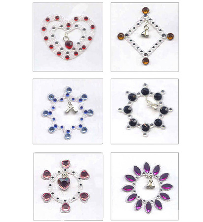 Pk 24 "STRASS BELLY JEWELRY WITH PENDANT" 6 styles ass.