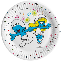 ZESTAW SMERFY TALERZYKI+KUBECZKI TURKUSOWE+SERWETKI