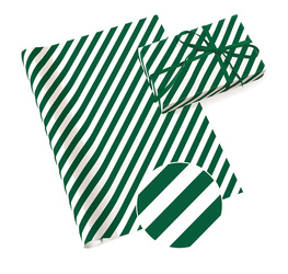 PAPIER PREZENTOWY PASKI BIAŁO-ZIELONE 70 X 200 CM