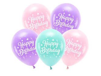 BALONY ECO 26 CM HAPPY BIRTHDAY 5 SZT.