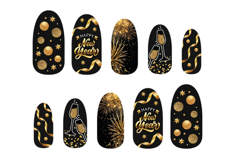 SZTUCZNE PAZNOKCIE CZARNE SYLWESTER