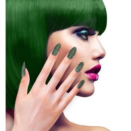 ZESTAW BROKATOWYCH ZIELONYCH PAZNOKCI 12 SZT