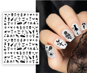 CZARNE NAKLEJKI NA PAZNOKCIE HALLOWEEN