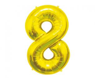 BALON FOLIOWY CYFRA 8 ZŁOTA 85 CM
