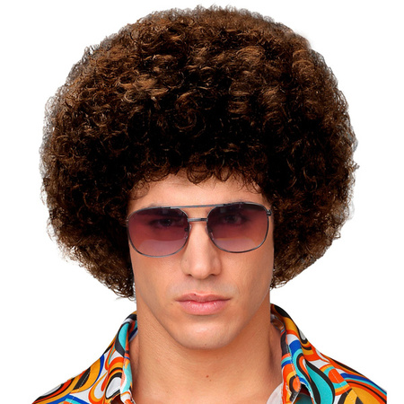 PERUKA AFRO DISCO BRĄZOWA