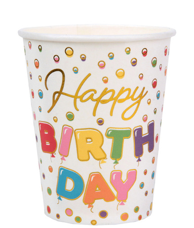 ZESTAW HAPPY BIRTHDAY KROPKI TALERZYKI+KUBECZKI