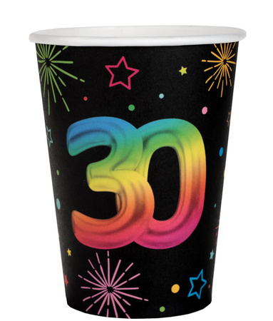 ZESTAW FIESTA 30 URODZINY TALERZYKI+KUBECZKI+SERWETKI