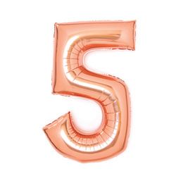 BALON FOLIOWY CYFRA 5 RÓŻOWE ZŁOTO 66 CM