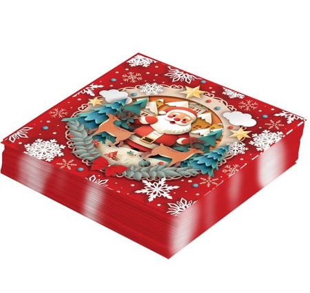SERWETKI PAPIEROWE MERRY CHRISTMAS MIKOŁAJ 33 CM 20 SZT