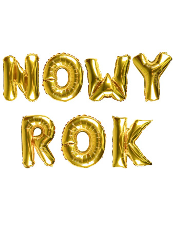 BALONY FOLIOWE LITERKI NOWY ROK 30 CM ZŁOTE