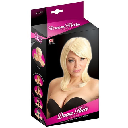 PERUKA DAMSKA BLOND GRZYWKA NA BOK 