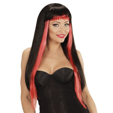 PERUKA DAMSKA GOTYCKA CZARNO-CZERWONA