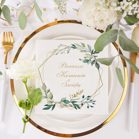 SERWETKI 33X33CM I KOMUNIA ŚWIĘTA LIŚCIE 20 SZT