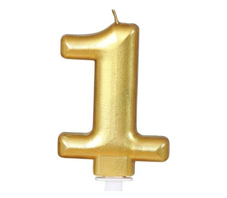 ŚWIECZKA URODZINOWA CYFRA 1 ZŁOTA 8 CM