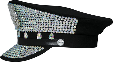 CZAPKA KLUBOWA POLICYJNA KRYSZTAŁKAMI I ODZNAKĄ
