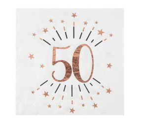 SERWETKI PAPIEROWE 50 URODZINY RÓŻOWE 33 CM 10 SZT.