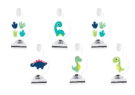 GWIZDKI TRĄBKI URODZINOWE WESOŁE DINOZAURY 6 SZT