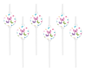 SŁOMKI PROSTE URODZINOWE MOTYLKI 6 SZT