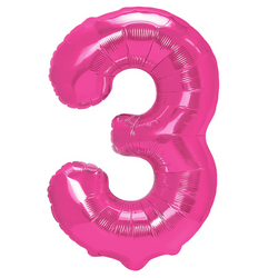 BALON FOLIOWY CYFRA 3 CIEMNORÓŻOWY 100 CM