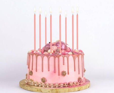 ŚWIECZKI PERŁOWE JASNORÓŻOWE 8 SZT. URODZINY 