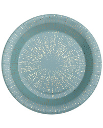 TALERZYKI PAPIEROWE ZIELONE ZE ZŁOTYMI WZORAMI 23 CM 10 SZT.