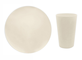 ZESTAW TALERZYKI+KUBECZKI  WIELORAZOWE BEŻOWE