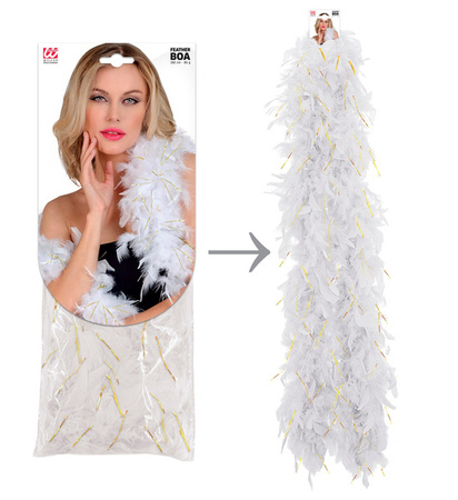 BOA Z PIÓR BIAŁE ZŁOTY POŁYSK 180 CM 50 G 