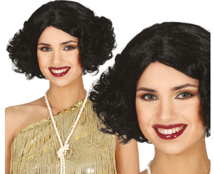 PERUKA WŁOSY KRÓTKIE CZARNA LATA 20