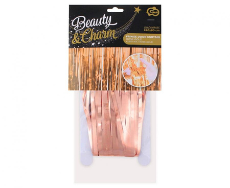 KURTYNA DEKORACYJNA RÓŻOWO ZŁOTA 90 X 240 CM