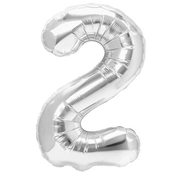 BALON FOLIOWY CYFRA 2 SREBRNY 100CM