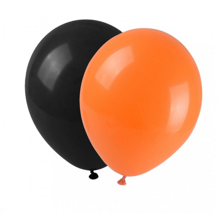BALONY LATEKSOWE 12 SZT 24 CM CZARNE POMARAŃCZOWE 