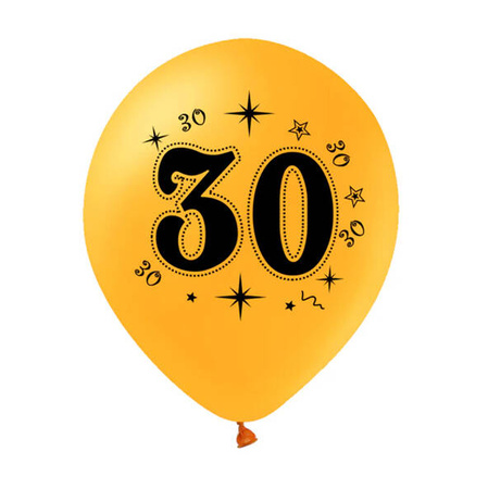 BALONY ZŁOTE CZARNE 30 URODZINY 12 CALI 10 SZT.