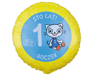 BALON FOLIOWY KICIA KOCIA 1 ROCZEK 18 CALI 46 CM